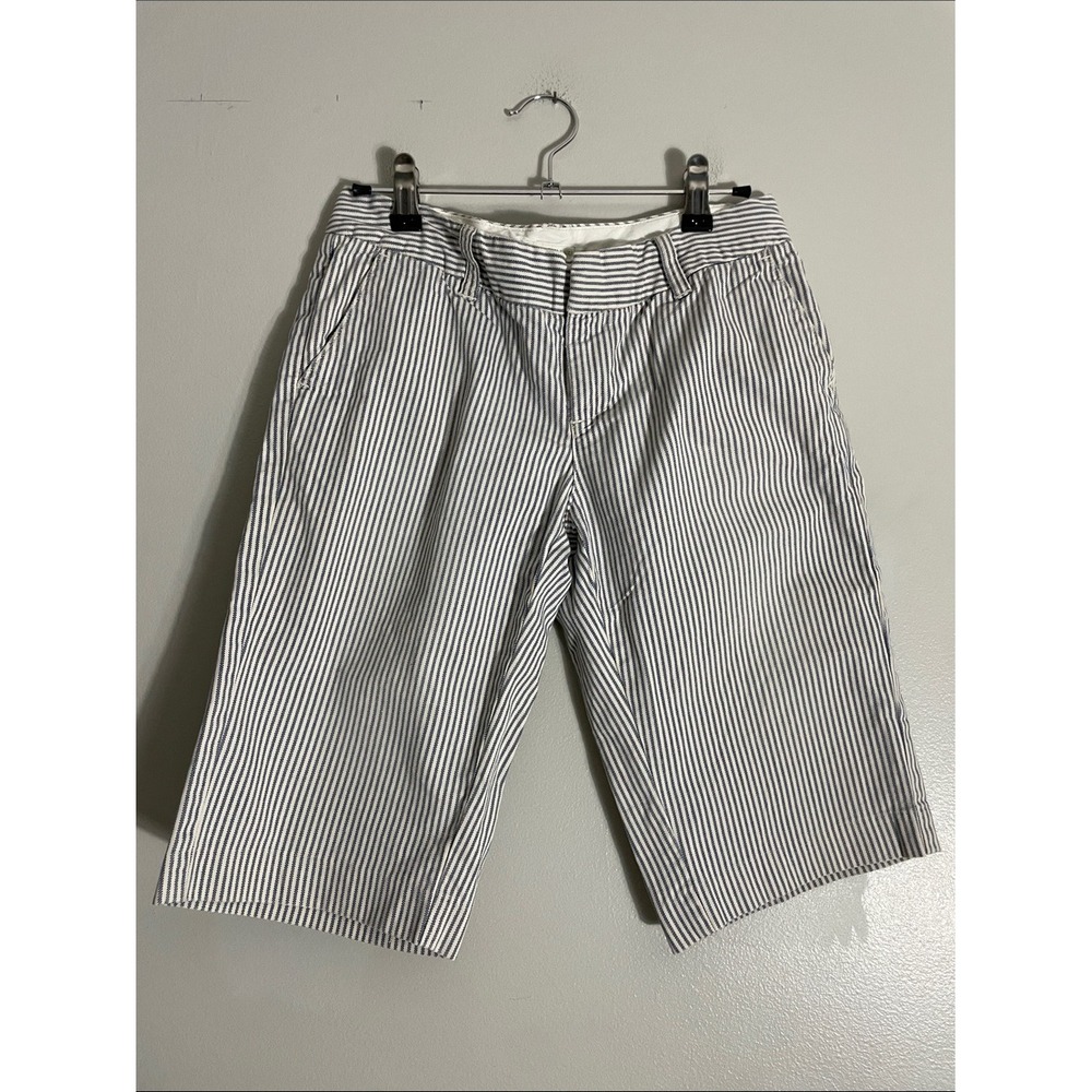 Abercrombie and Fitch Seersucker Striped Shorts Navy White Size 0 Nautical